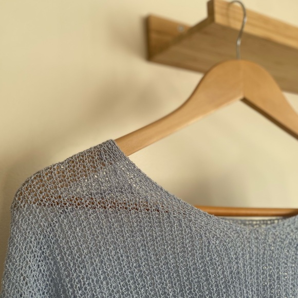 Breezy Pastel Blue Spring Knit Sweater - Picture 3 of 3
